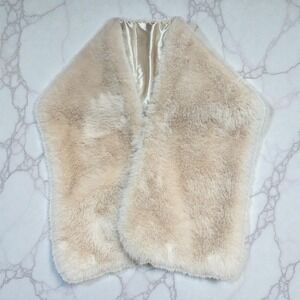 New Cream Luxurious Faux Fur Stole Scarf Shawl Retro vintage Lined Vegan Winter